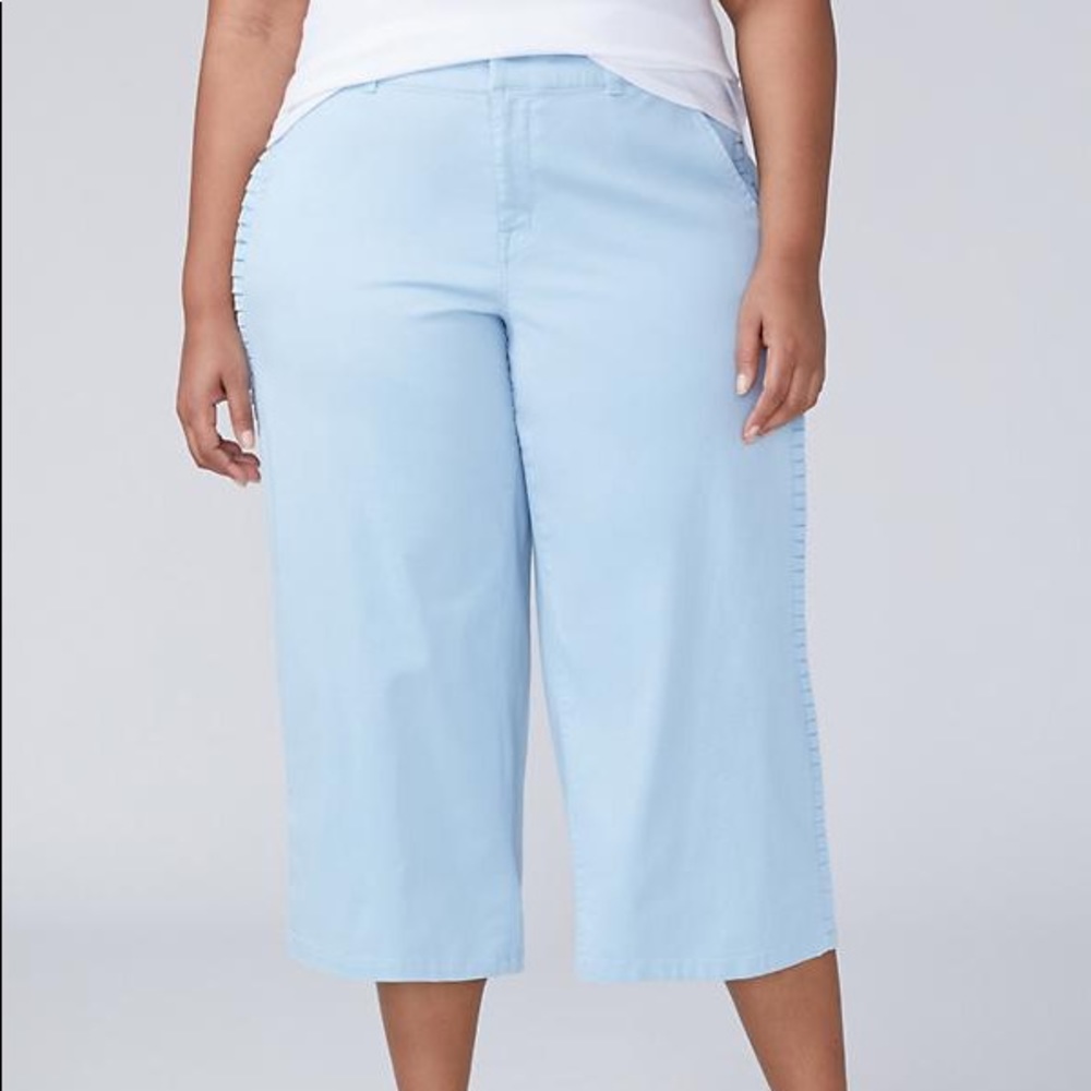Lane Bryant, Light Blue Pleated Trim Crop pant